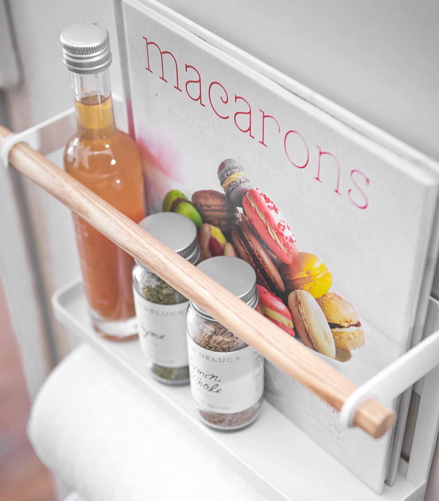 Steel and wood magnetic storage rack view