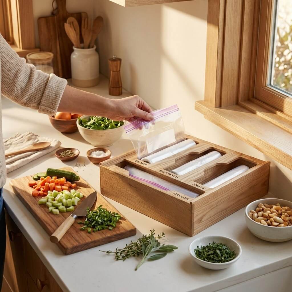 Compact drawer organizer for pantry and cabinet