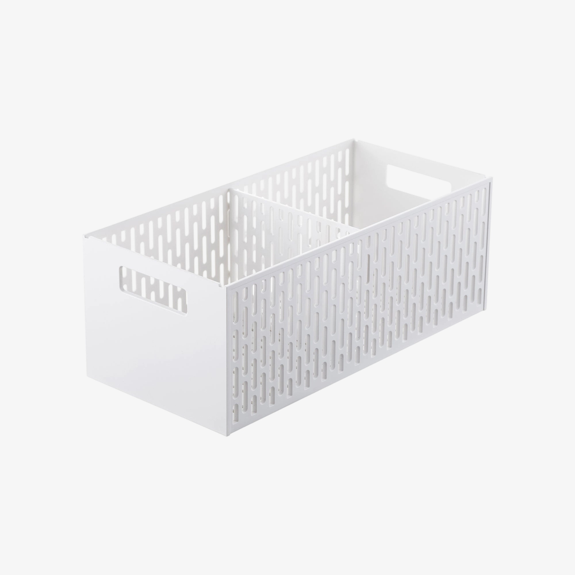 White stackable vegetable storage basket