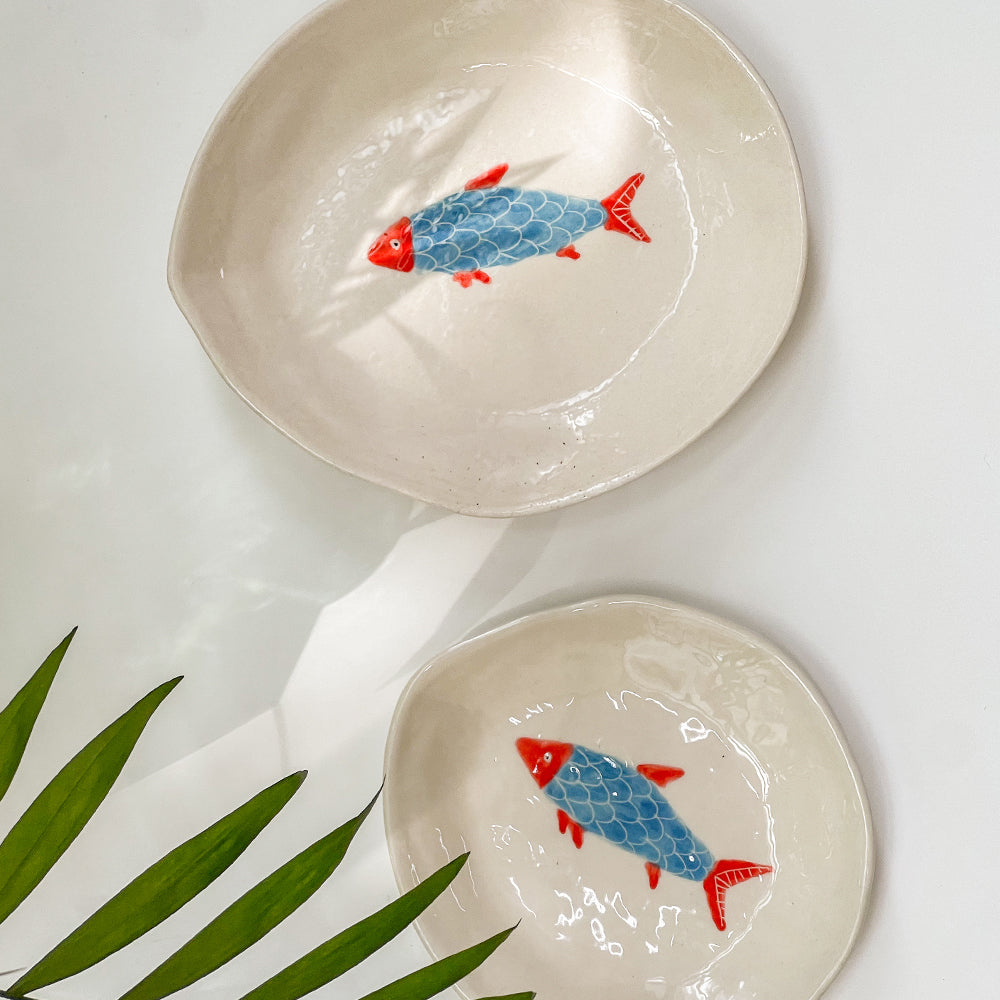Medium Epok ceramic fish platter full view