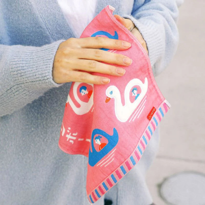 Swan Boat style retro hand towel
