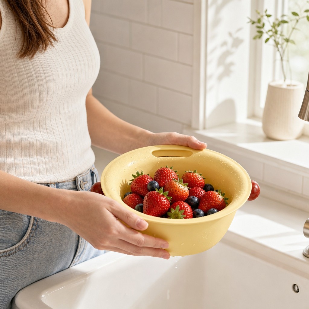 Harvest Yellow double layer colander basket