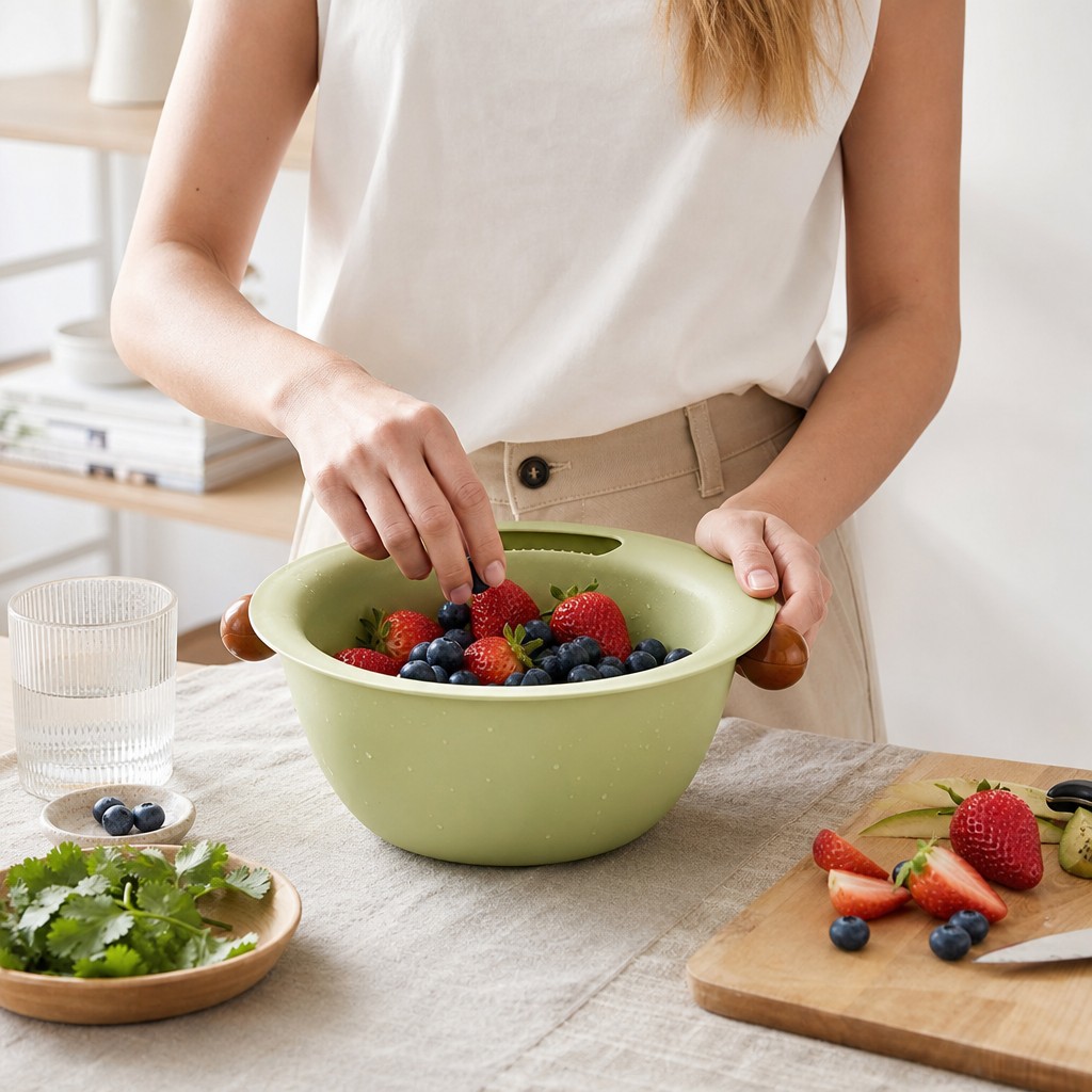 Sage Green double layer colander basket